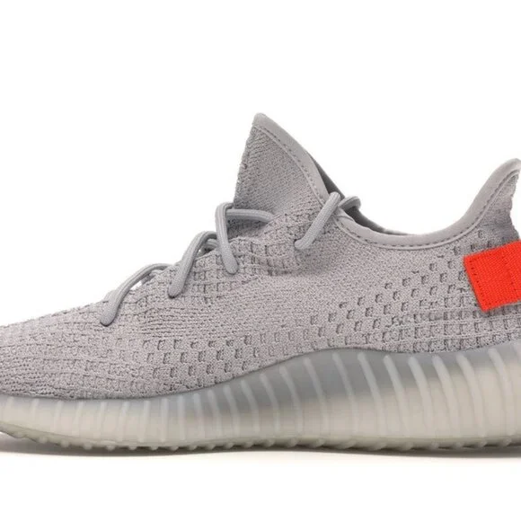 Grey Knit Casual Sneakers with Orange Heel Tab – Lightweight Comfortable Streetw - Picture 9 of 10